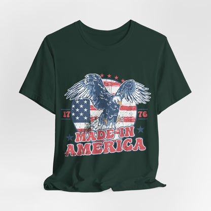 Vintage American Eagle Tee, "Made In America" Patriotic Shirt, Eagle and Flag Design, USA Tee - Old Glory 1776 Apparel