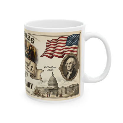 We the People 250th Anniversary Ceramic Mug — 1776–2026 Patriotic Coffee Cup