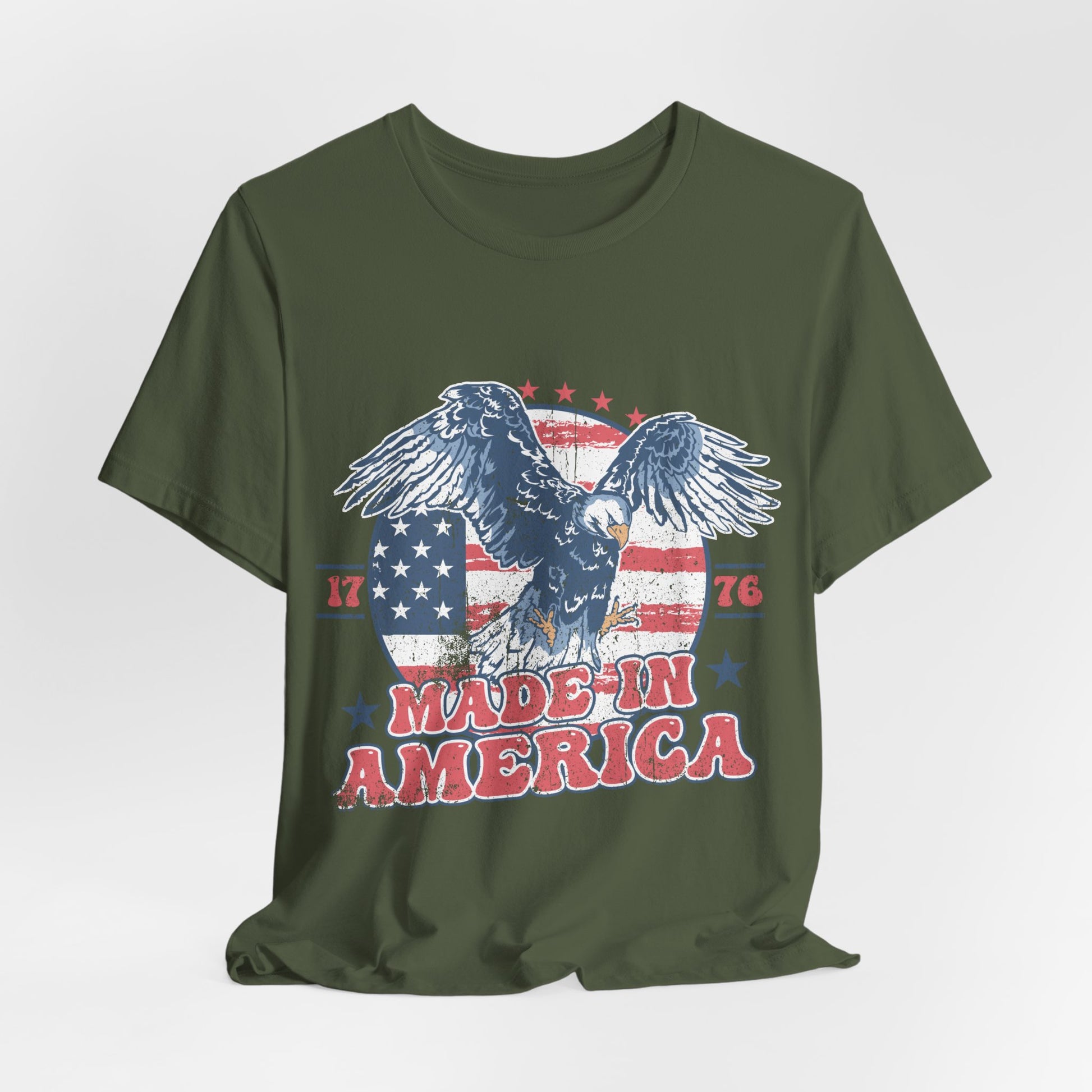 Vintage American Eagle Tee, "Made In America" Patriotic Shirt, Eagle and Flag Design, USA Tee - Old Glory 1776 Apparel