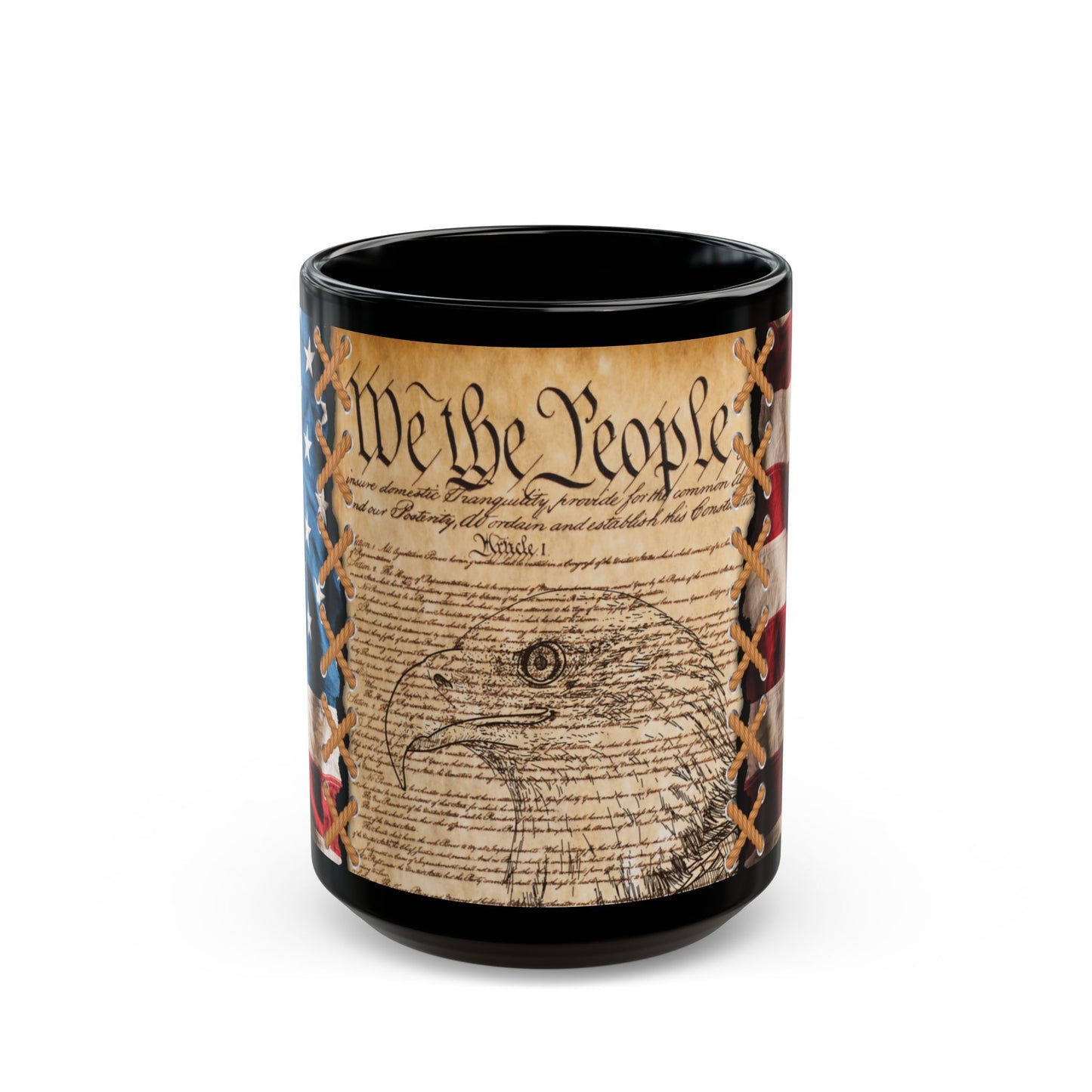 We The People Patriotic Mug, (11oz, 15oz) Constitutional Flag Coffee Cup, America Freedom, Independence Day Gift, US Constitution