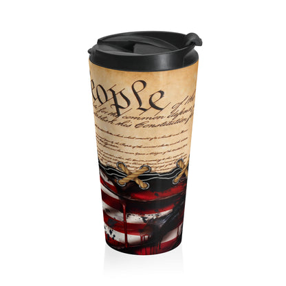 We The People 15oz Stainless Steel Travel Mug - Inspired by the Constitution and American Spirit