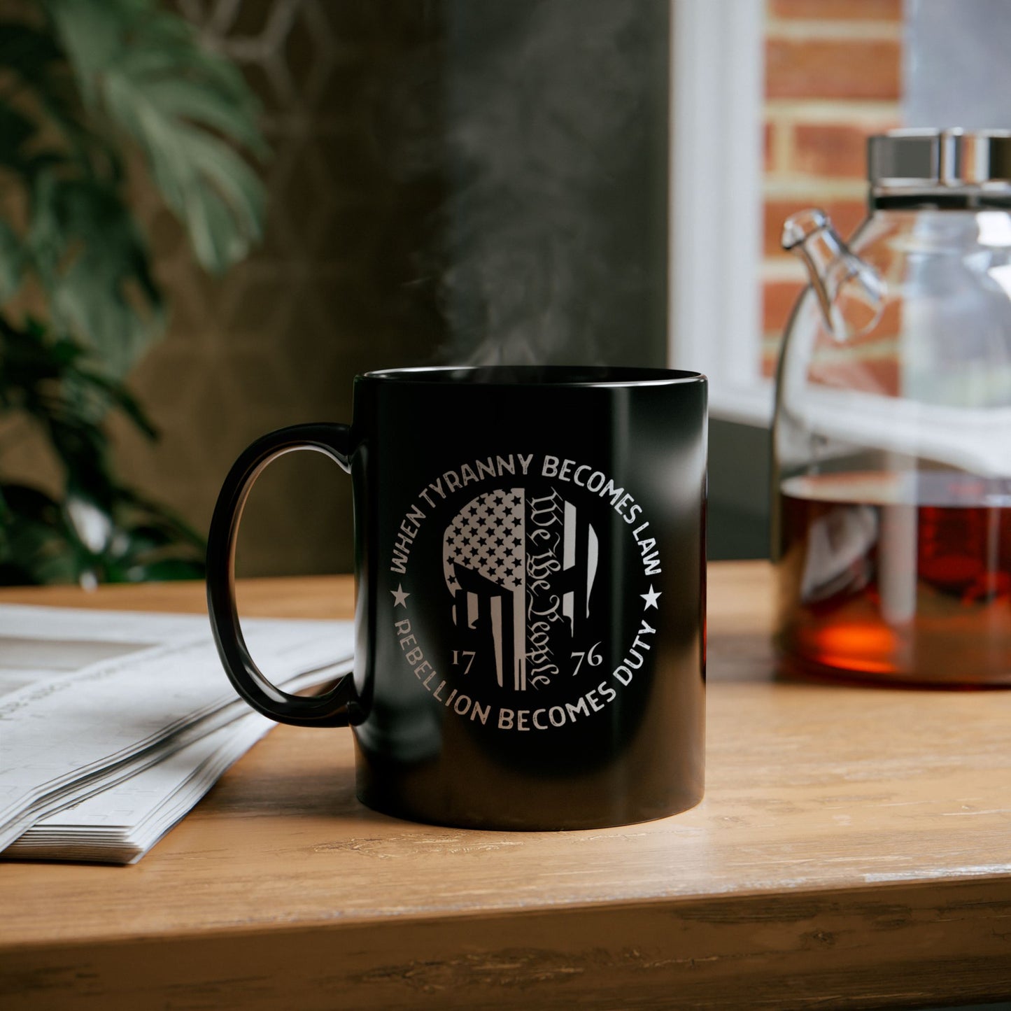 When Tyranny Becomes Law Rebellion Becomes Duty Anti-Tyranny Coffee Cup – 11oz/15oz Black Ceramic– Patriotic 2A Coffee Mug