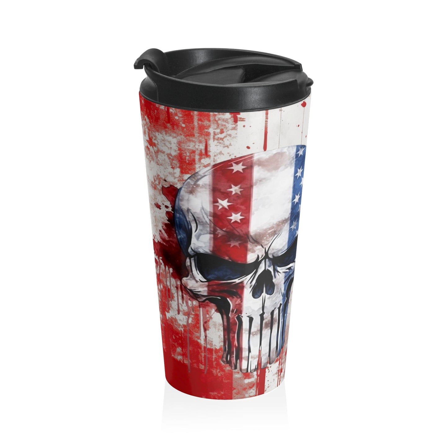 Patriotic Skull Travel Mug - Freedom Design