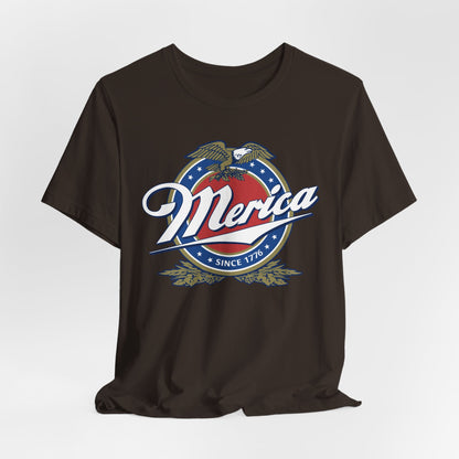 Patriotic American Tee - Merica Design, Unisex Short Sleeve Shirt for BBQ, Independence Day, Family Gatherings, Casual Wear, Gift