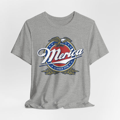 Patriotic American Tee - Merica Design, Unisex Short Sleeve Shirt for BBQ, Independence Day, Family Gatherings, Casual Wear, Gift