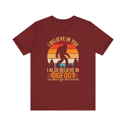 Bigfoot Believer Tee, Fun Graphic T-Shirt, Unisex Casual Wear, Nature Lover Gift, Adventure Shirt, Outdoor Humor Top