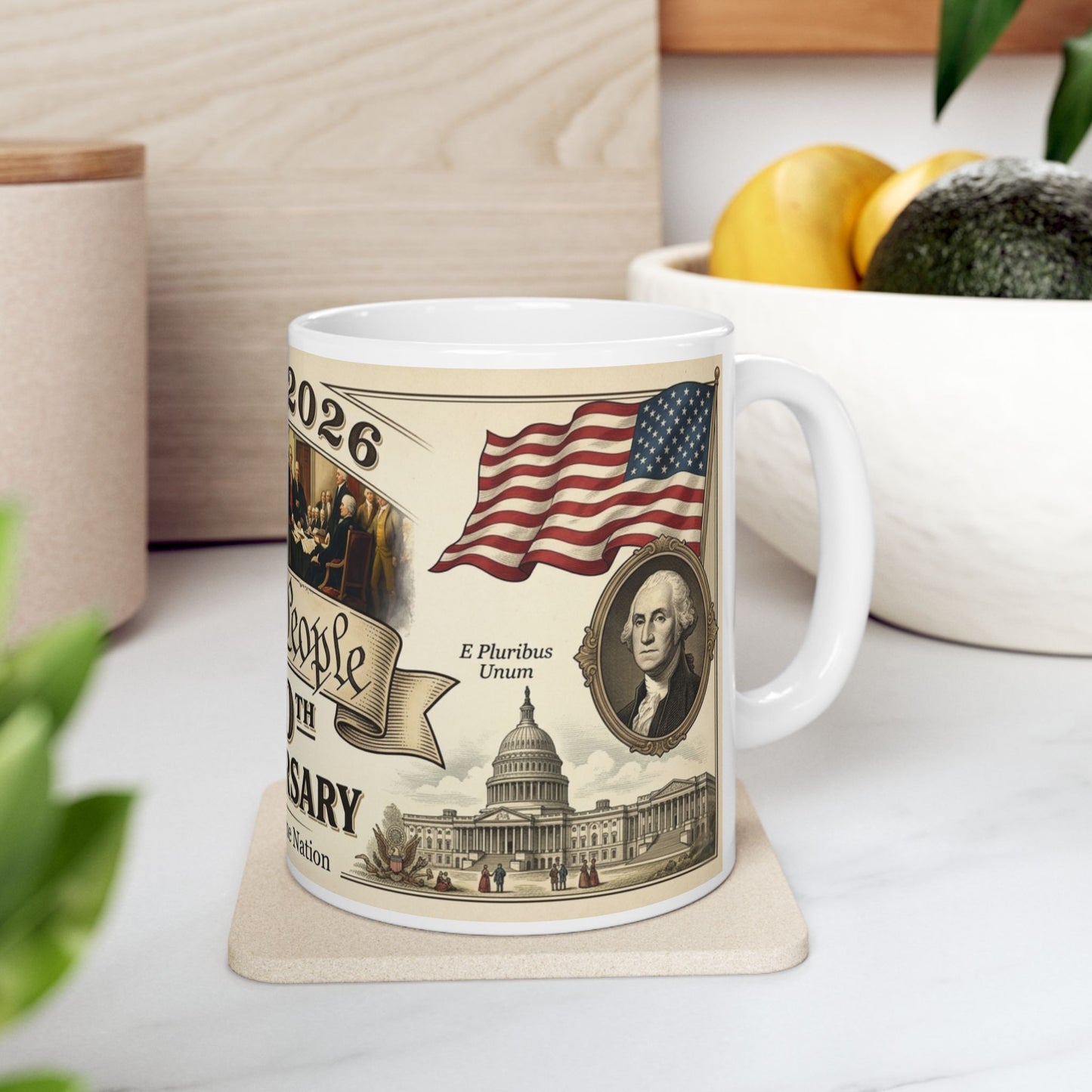 We the People 250th Anniversary Ceramic Mug — 1776–2026 Patriotic Coffee Cup