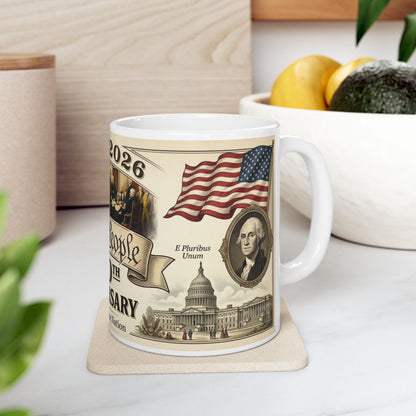 We the People 250th Anniversary Ceramic Mug — 1776–2026 Patriotic Coffee Cup