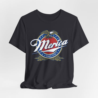 Patriotic American Tee - Merica Design, Unisex Short Sleeve Shirt for BBQ, Independence Day, Family Gatherings, Casual Wear, Gift