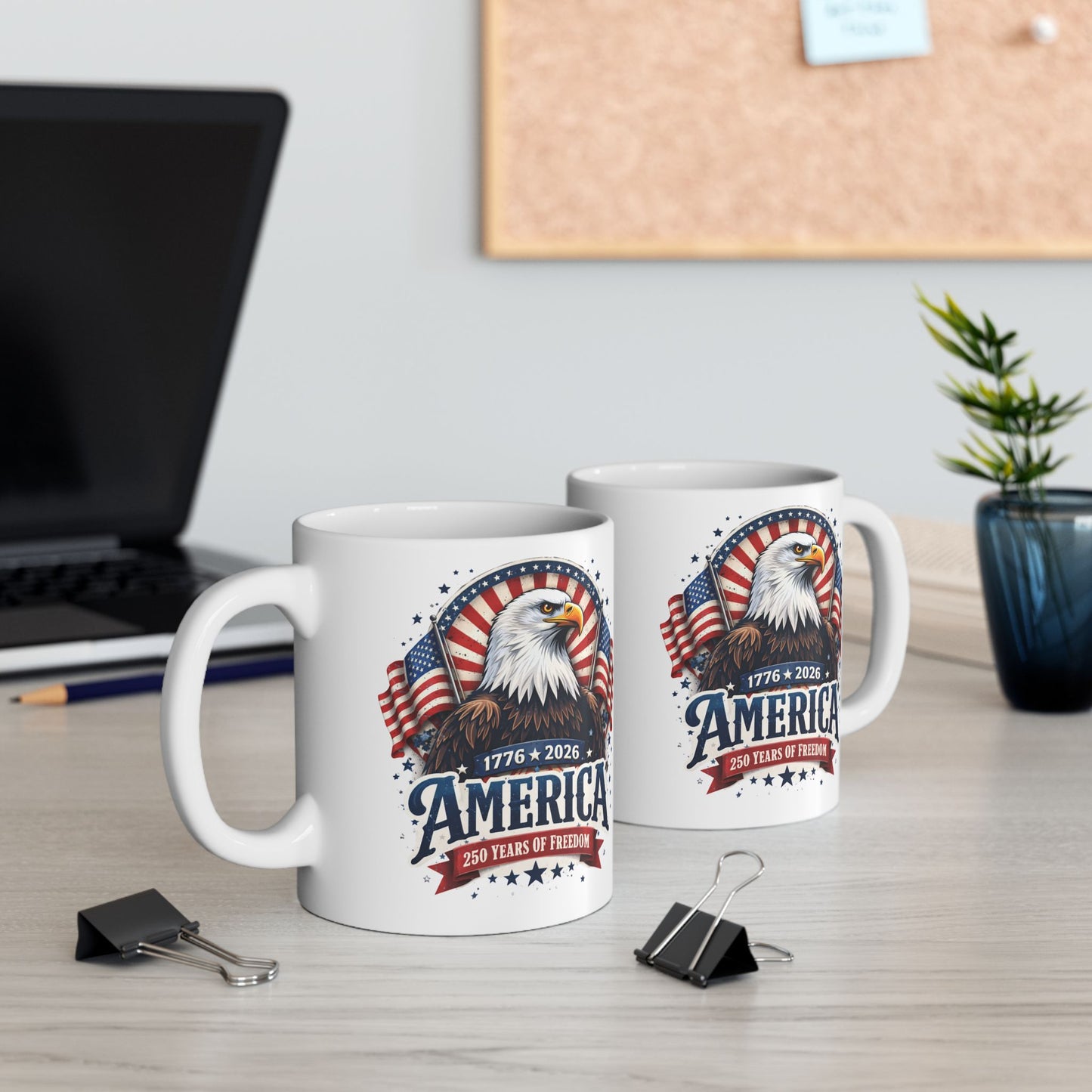 Patriotic America Ceramic Mug – USA Flag & Bald Eagle Coffee Cup (11oz, 15oz)