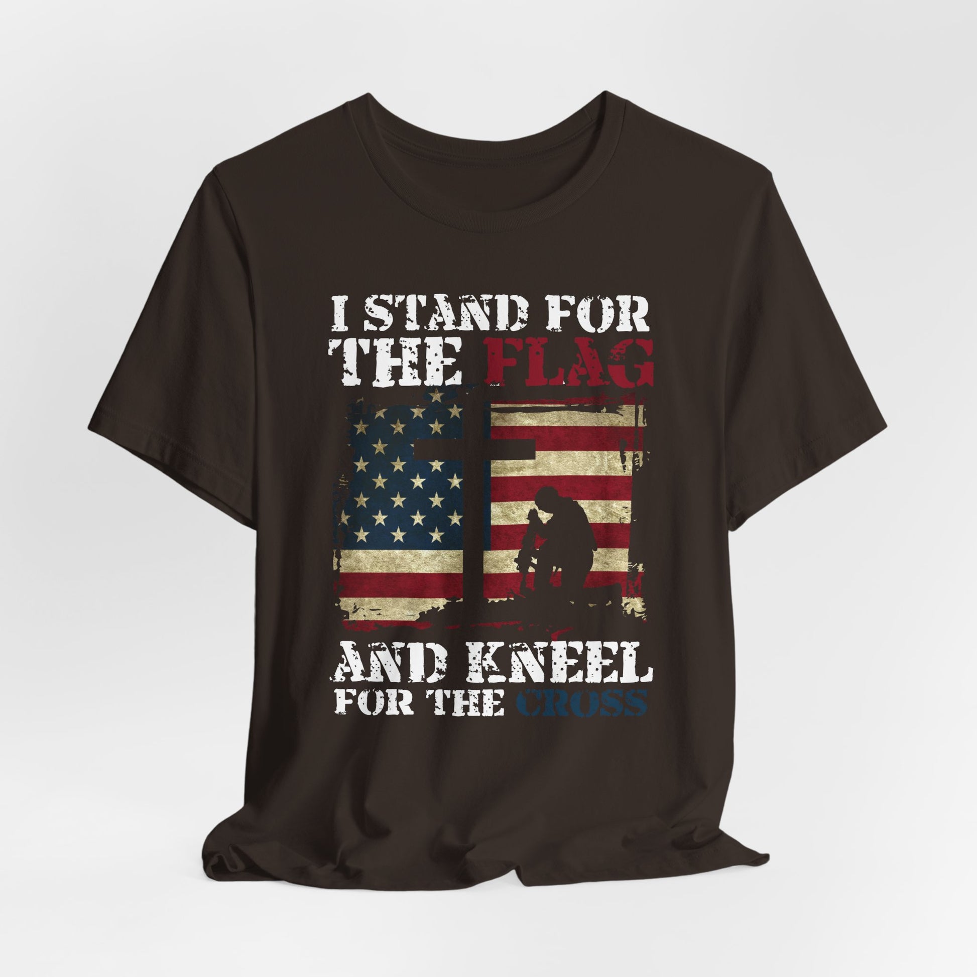 I Stand For The Flag and Kneel For The Cross Unisex Tee, Support Troops T-Shirt, American Pride Shirt, Patriotic Apparel - Old Glory 1776 Apparel