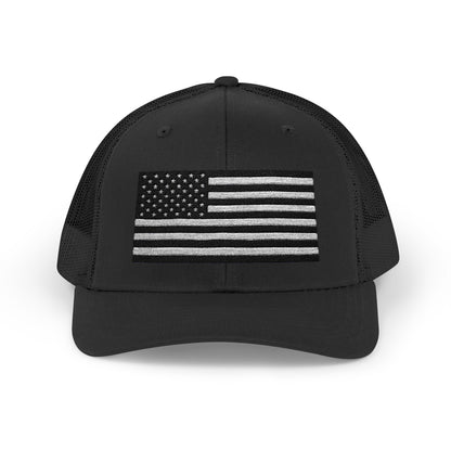 Patriotic Snapback Trucker Cap - American Flag Design