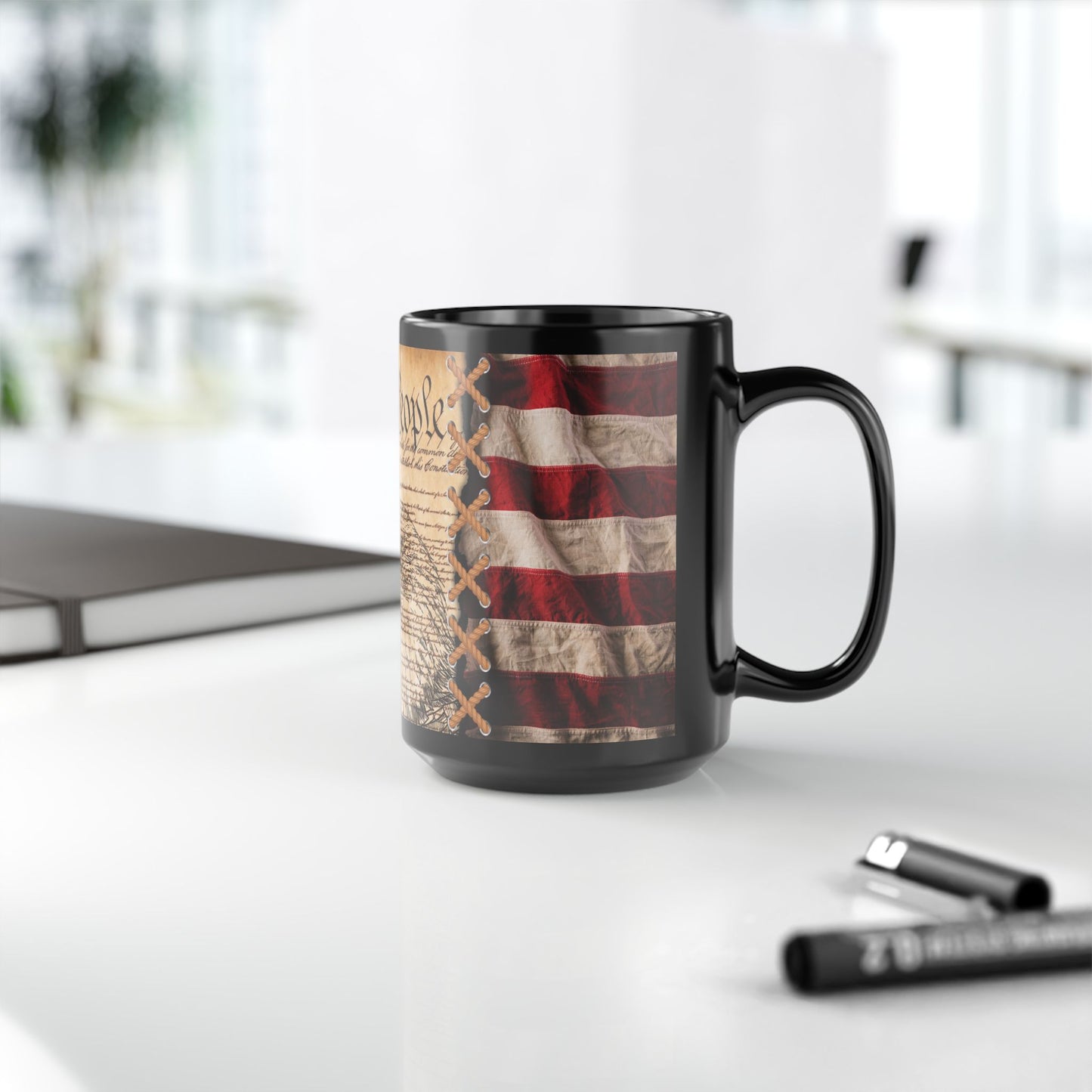 We The People Patriotic Mug, (11oz, 15oz) Constitutional Flag Coffee Cup, America Freedom, Independence Day Gift, US Constitution