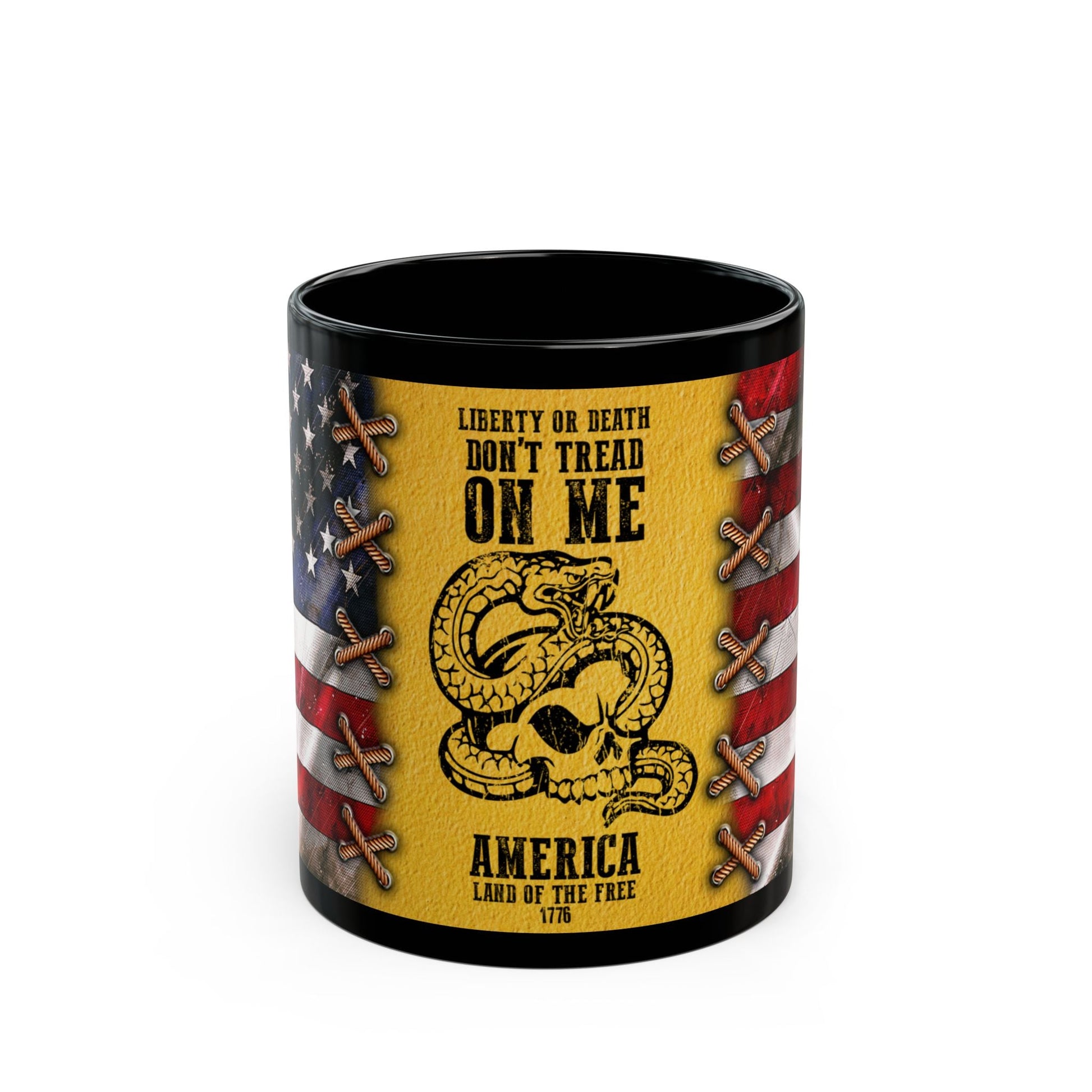 Don't Tread on Me Black Mug (11oz, 15oz) - Premium Mug from Old Glory 1776 Apparel - Just $19.99! Shop now at Old Glory 1776 Apparel