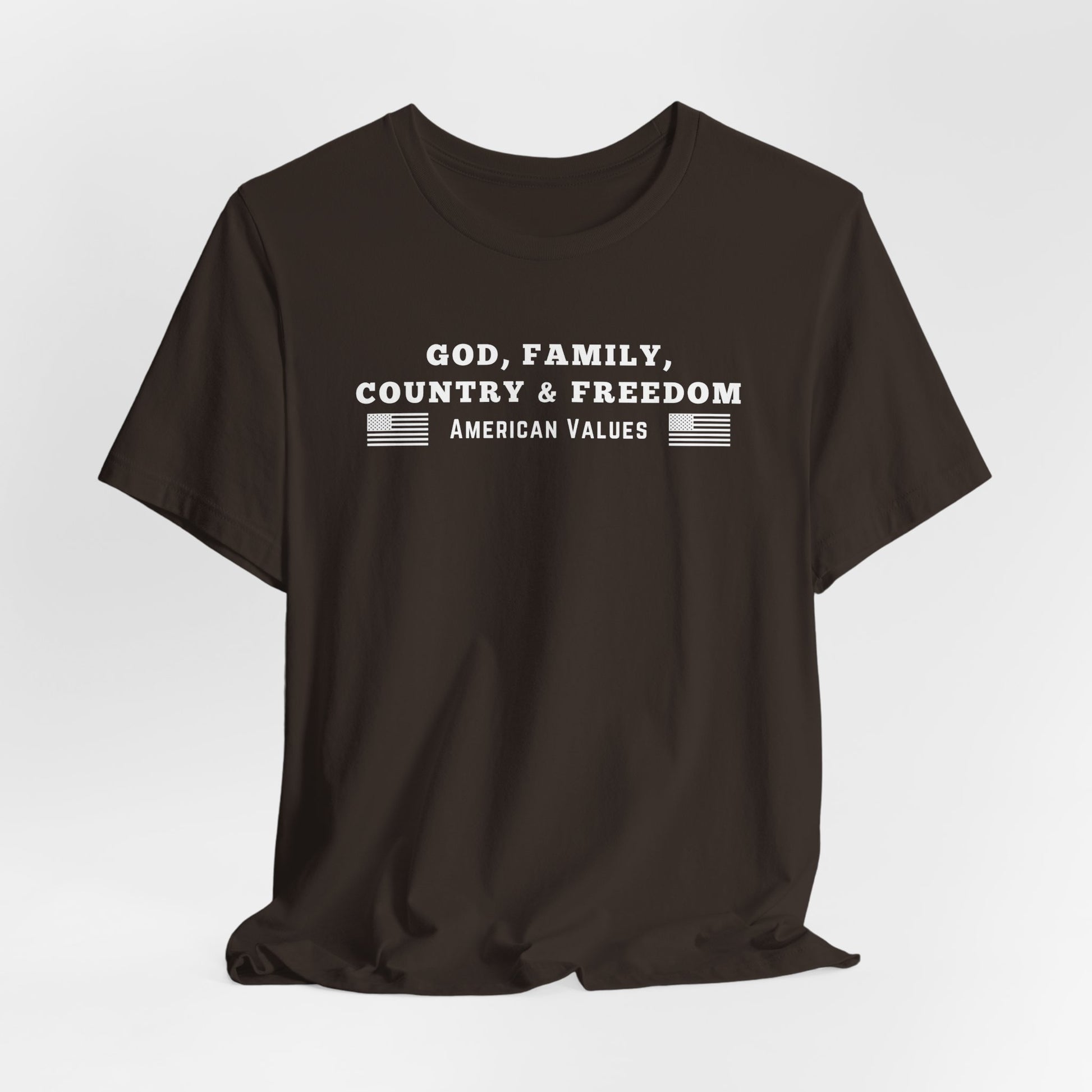 God, Family, Country & Freedom Unisex Tee - Patriotic Shirt, American Pride Tshirt, USA Patriotic Apparel, Independence Day Tee, Memorial - Old Glory 1776 Apparel