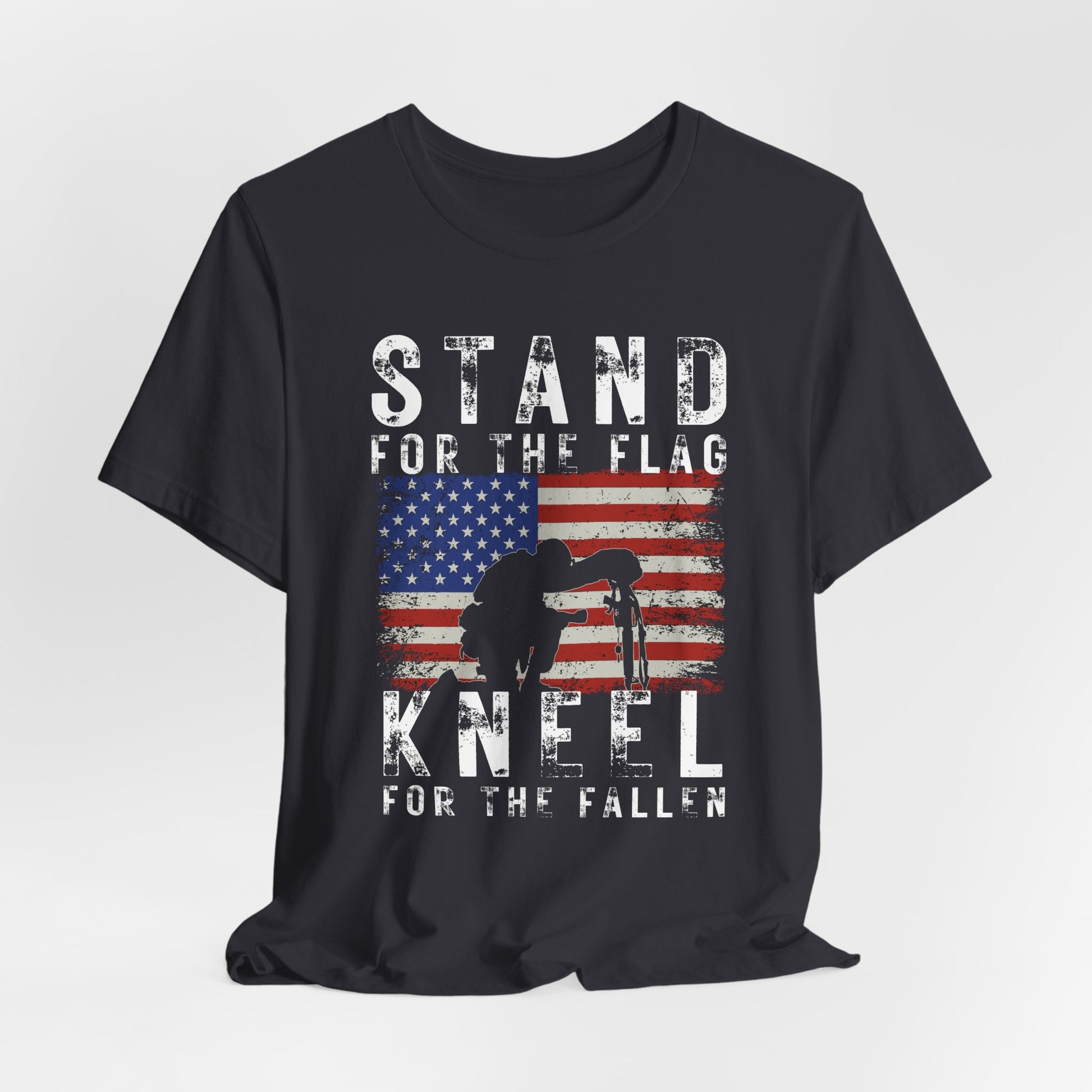 Stand for the Flag Kneel for the fallen Patriotic Unisex T-Shirt, Tee, Memorial Day Shirt, July 4th Gift, Veteran Apparel, Red White Blue - Old Glory 1776 Apparel