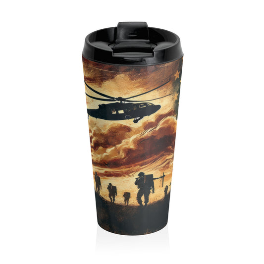 Patriotic Stainless Steel Travel Mug - 'Freedom Isn't Free' Design for Veterans and Military Support - Old Glory 1776 Apparel