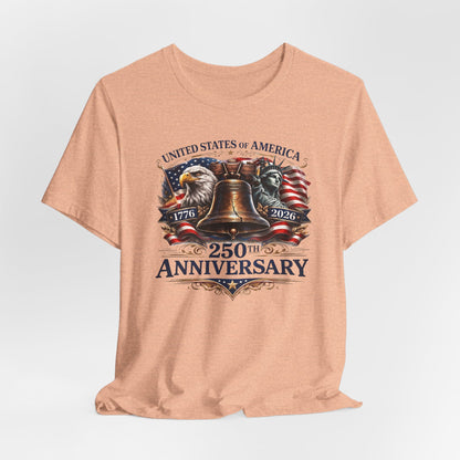 T-Shirt — 'United States of America 250th Anniversary' Liberty Bell Patriotic Tee