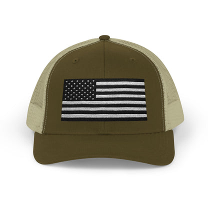 Patriotic Snapback Trucker Cap - American Flag Design