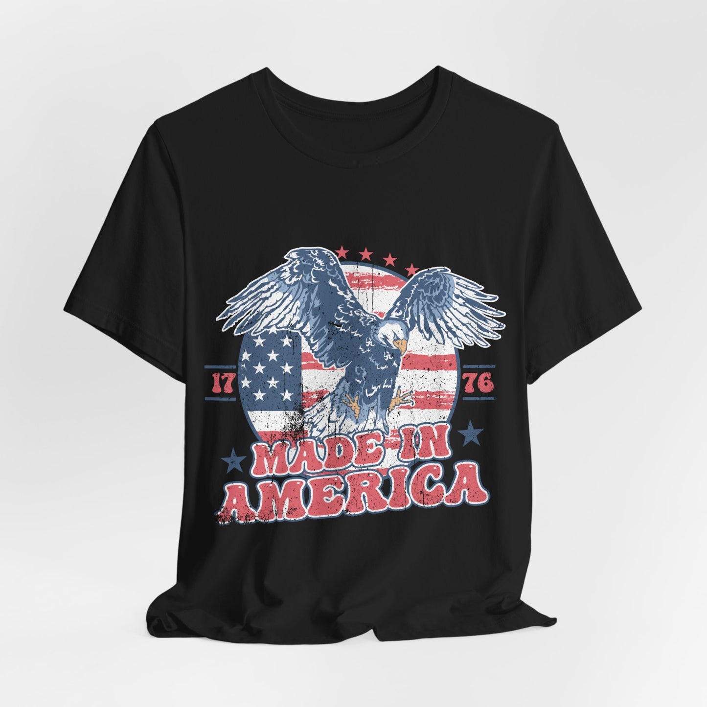 Vintage American Eagle Tee, "Made In America" Patriotic Shirt, Eagle and Flag Design, USA Tee - Old Glory 1776 Apparel