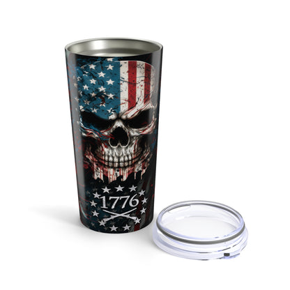 Patriotic Skull 20oz Tumbler - Stainless Steel Travel Mug for Veterans & Freedom Lovers