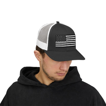 Patriotic Snapback Trucker Cap - American Flag Design