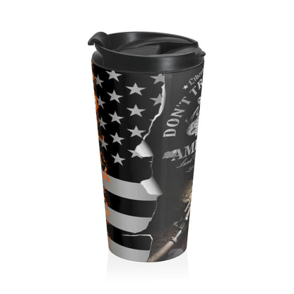 Patriotic 15oz Stainless Steel Travel Mug | 'Don't Tread on Me' Design | Perfect for Veterans Day and Independence Day