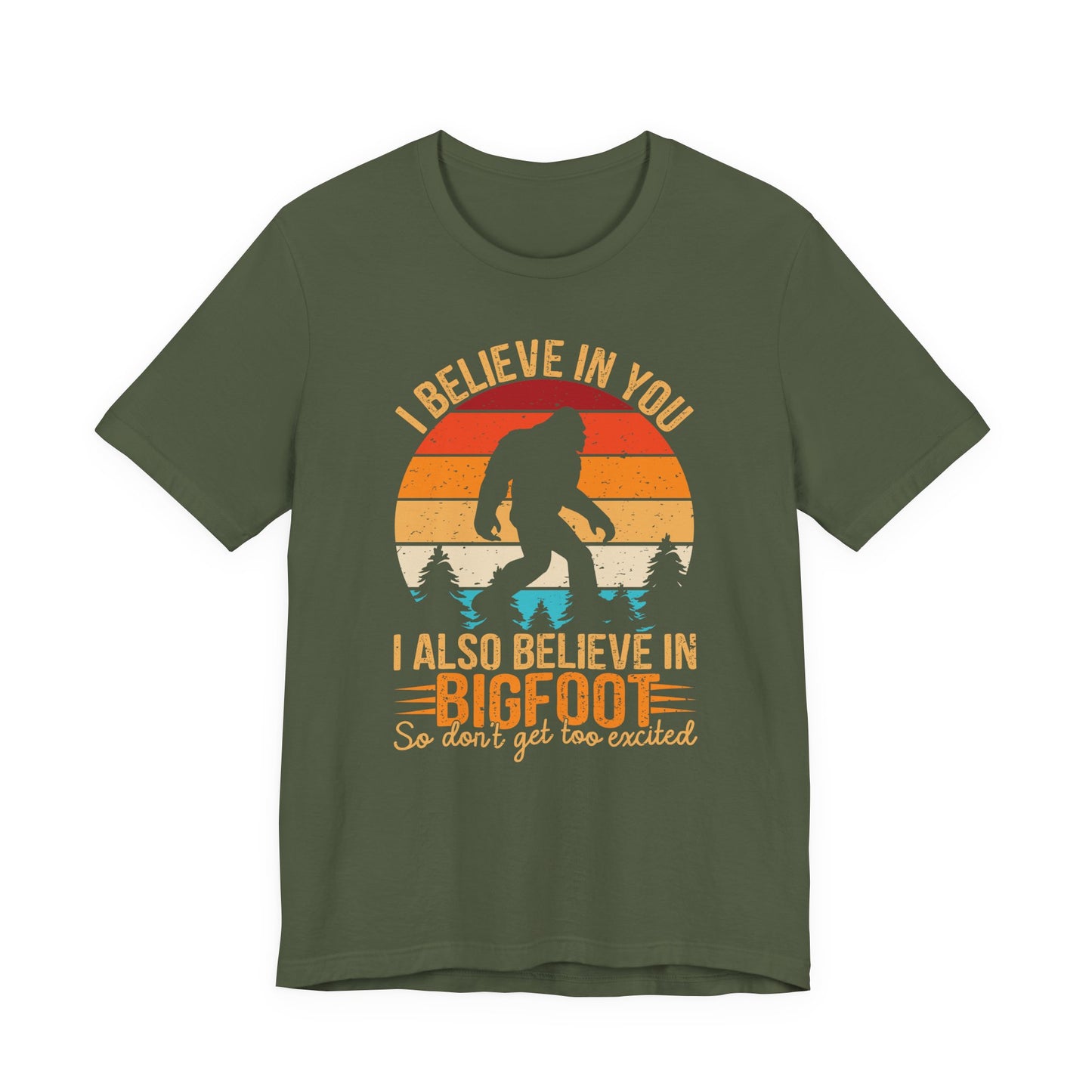 Bigfoot Believer Tee, Fun Graphic T-Shirt, Unisex Casual Wear, Nature Lover Gift, Adventure Shirt, Outdoor Humor Top