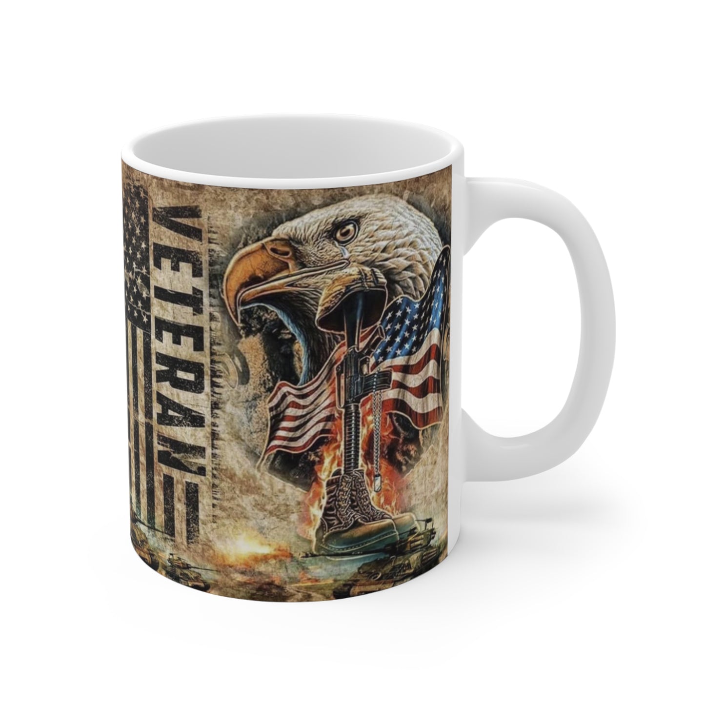 Patriotic Veteran Mug – Patriotic 11oz & 15oz Coffee Cup, American Eagle Design, Gifts for Veterans, Military Appreciation