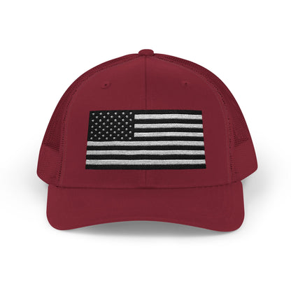 Patriotic Snapback Trucker Cap - American Flag Design