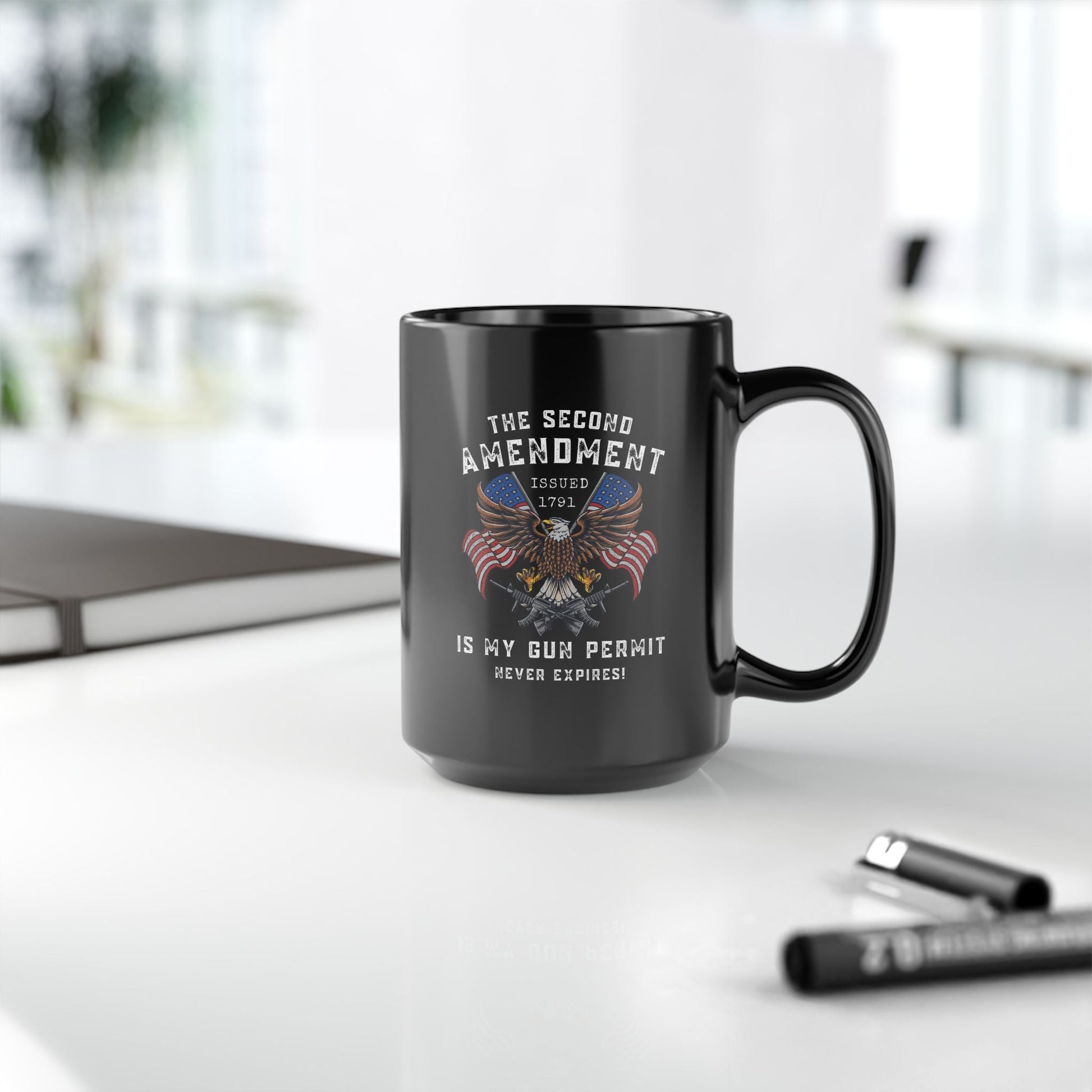 2nd Amendment is My Gun Permit Black Mug, (11oz, 15oz)Pro 2A Coffee Cup, Right to Bear Arms Gift, Second Amendment Drinkware - Premium Mug from Old Glory 1776 Apparel - Just $19.99! Shop now at Old Glory 1776 Apparel