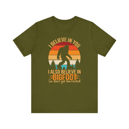 Bigfoot Believer Tee, Fun Graphic T-Shirt, Unisex Casual Wear, Nature Lover Gift, Adventure Shirt, Outdoor Humor Top