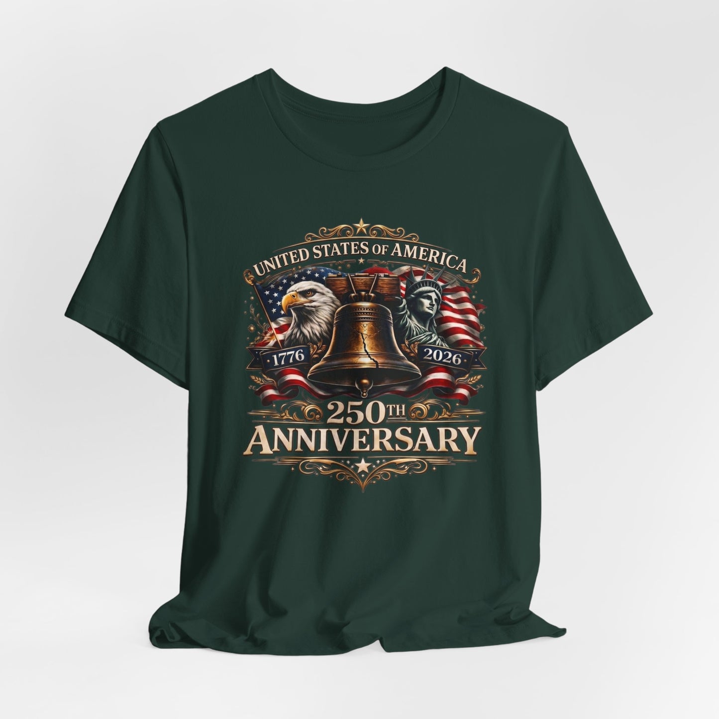 250th Anniversary USA T-Shirt — Liberty Bell & Eagle Patriotic Tee