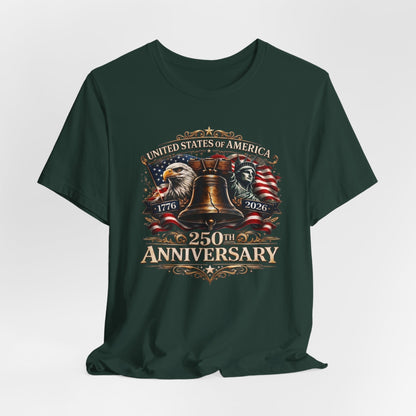 250th Anniversary USA T-Shirt — Liberty Bell & Eagle Patriotic Tee