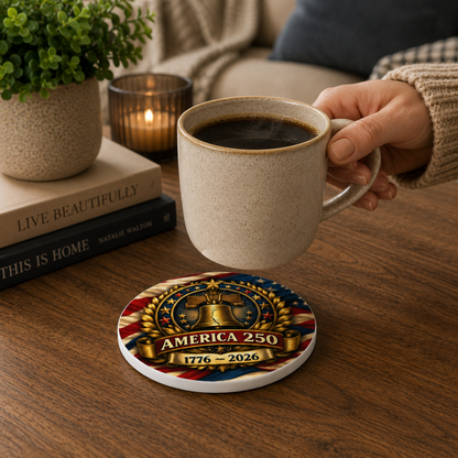 America 250 Ceramic Coaster – 1776–2026 Liberty Bell Anniversary