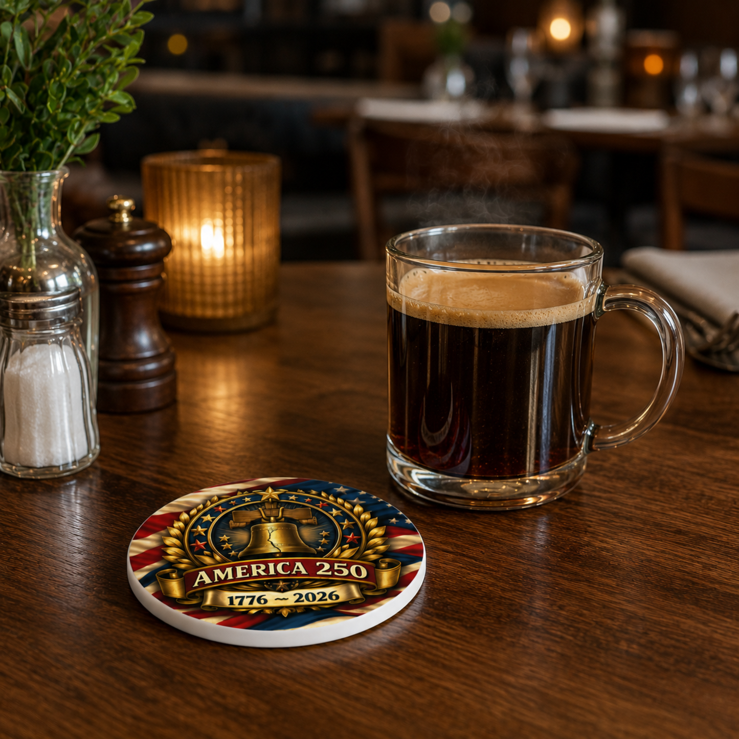 America 250 Ceramic Coaster – 1776–2026 Liberty Bell Anniversary