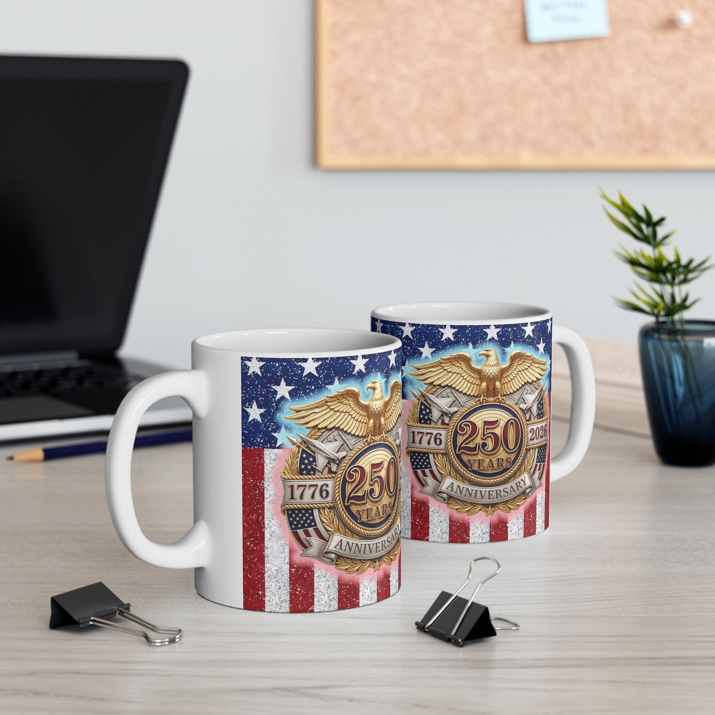 1776–2026 Patriotic American Flag Ceramic Mug – Anniversary Eagle Emblem (11oz/15oz)