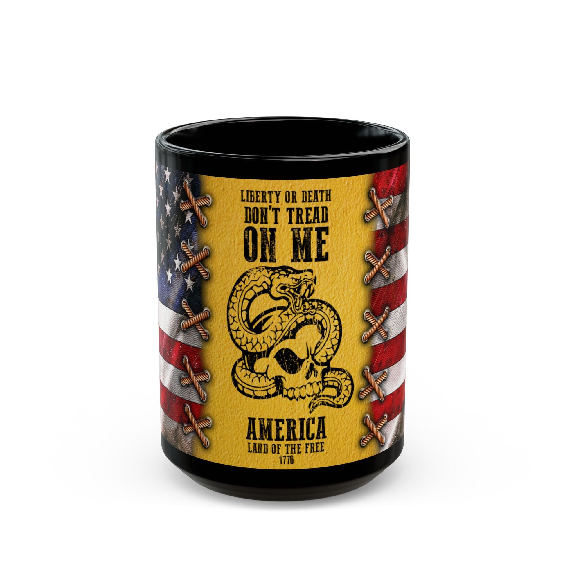 Don't Tread on Me Black Mug (11oz, 15oz) - Premium Mug from Old Glory 1776 Apparel - Just $19.99! Shop now at Old Glory 1776 Apparel