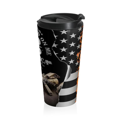Patriotic 15oz Stainless Steel Travel Mug | 'Don't Tread on Me' Design | Perfect for Veterans Day and Independence Day