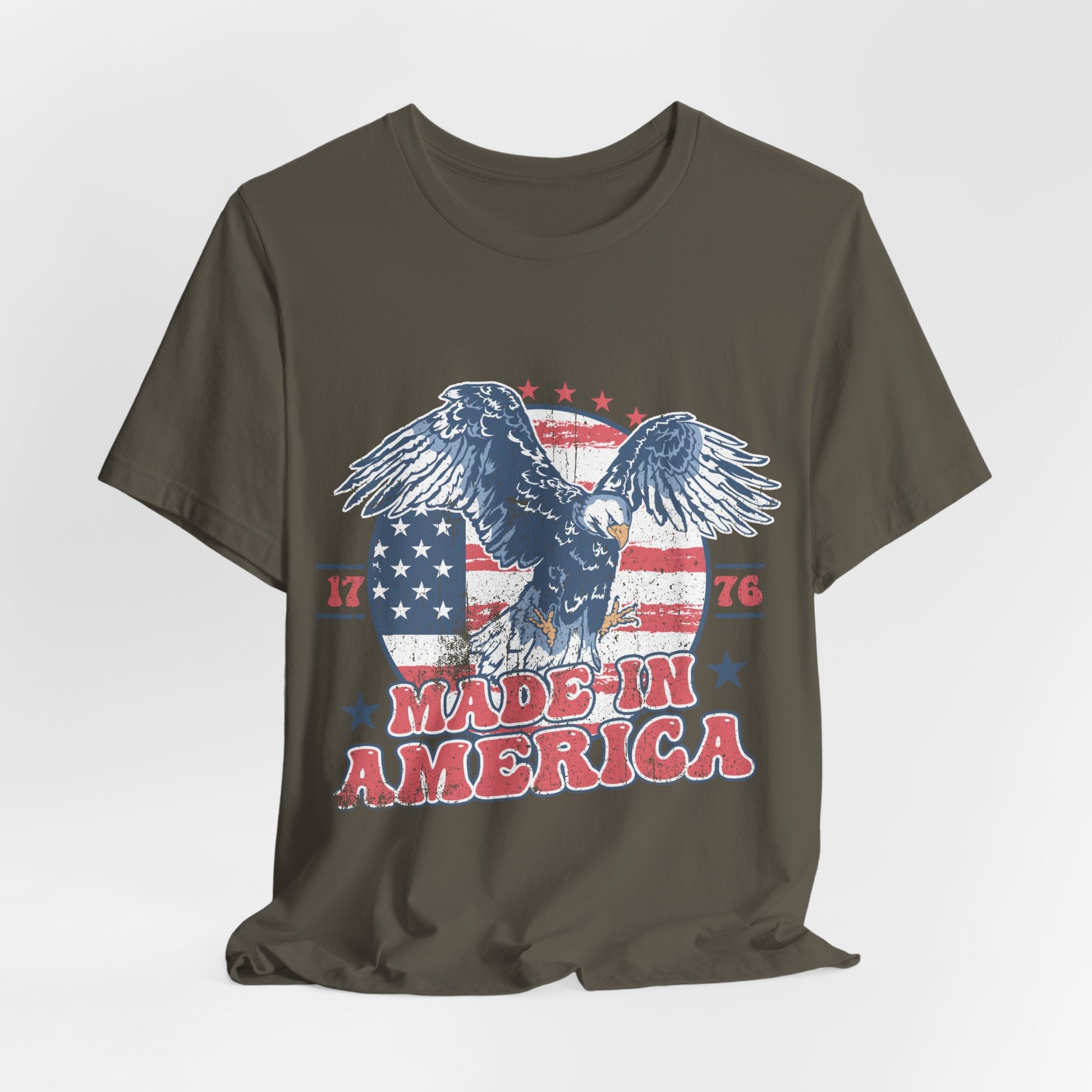 Vintage American Eagle Tee, "Made In America" Patriotic Shirt, Eagle and Flag Design, USA Tee - Old Glory 1776 Apparel