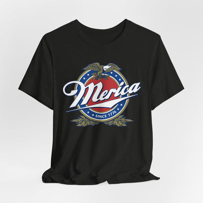 Patriotic American Tee - Merica Design, Unisex Short Sleeve Shirt for BBQ, Independence Day, Family Gatherings, Casual Wear, Gift
