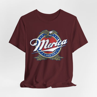 Patriotic American Tee - Merica Design, Unisex Short Sleeve Shirt for BBQ, Independence Day, Family Gatherings, Casual Wear, Gift