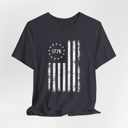 1776 Flag Unisex T-Shirt, Patriotic Tee for Celebrating Our Founding, USA History Shirt, July 4th Tee, American Flag Shirt, Independence Day - Old Glory 1776 Apparel