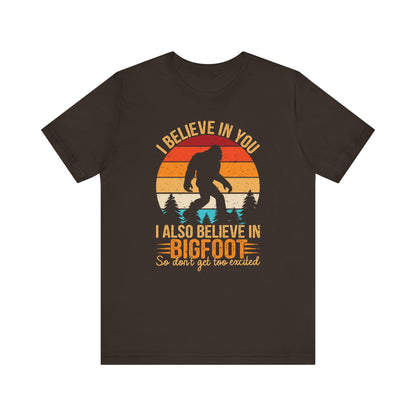 Bigfoot Believer Tee, Fun Graphic T-Shirt, Unisex Casual Wear, Nature Lover Gift, Adventure Shirt, Outdoor Humor Top