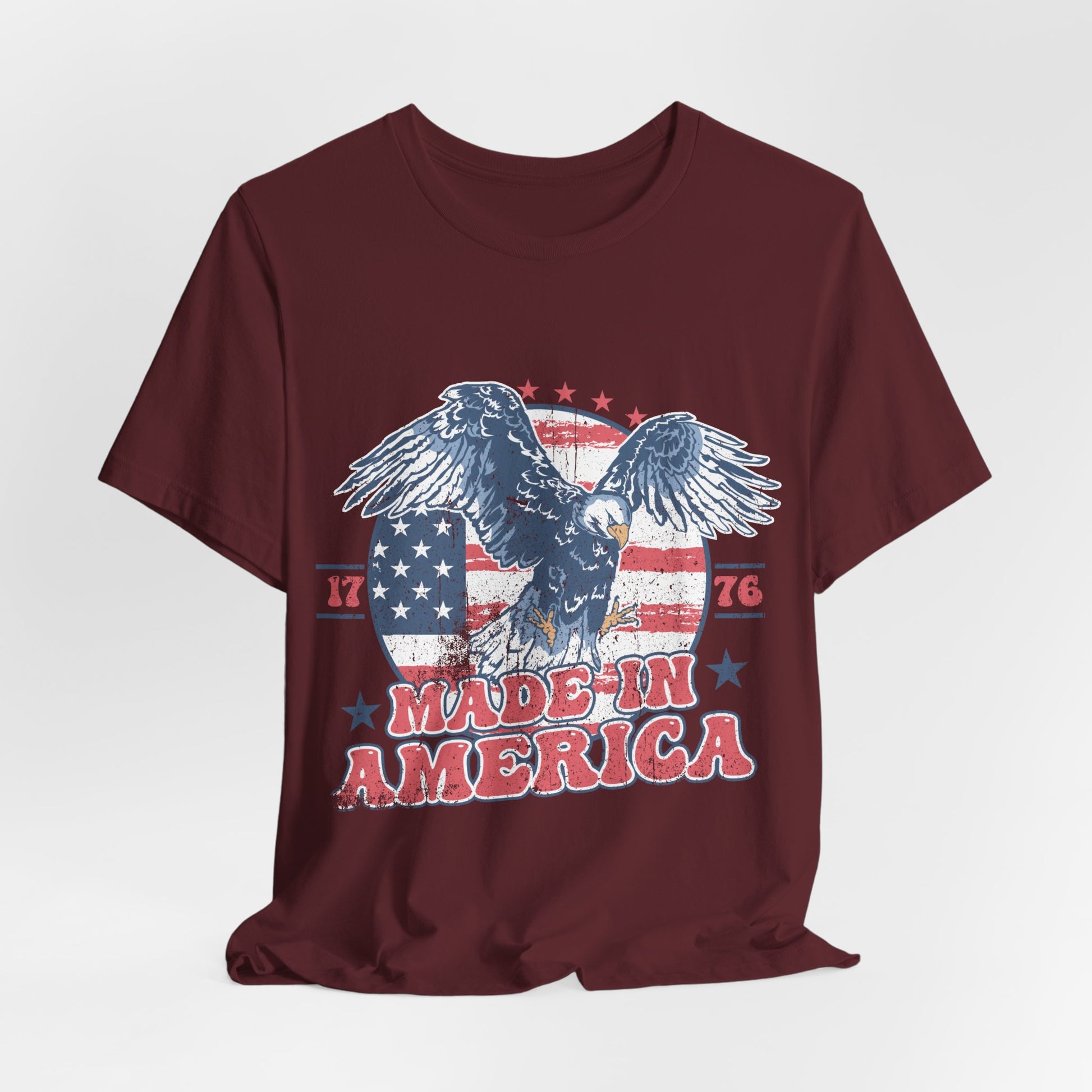 Vintage American Eagle Tee, "Made In America" Patriotic Shirt, Eagle and Flag Design, USA Tee - Old Glory 1776 Apparel