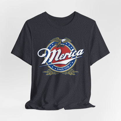 Patriotic American Tee - Merica Design, Unisex Short Sleeve Shirt for BBQ, Independence Day, Family Gatherings, Casual Wear, Gift