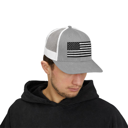 Patriotic Snapback Trucker Cap - American Flag Design