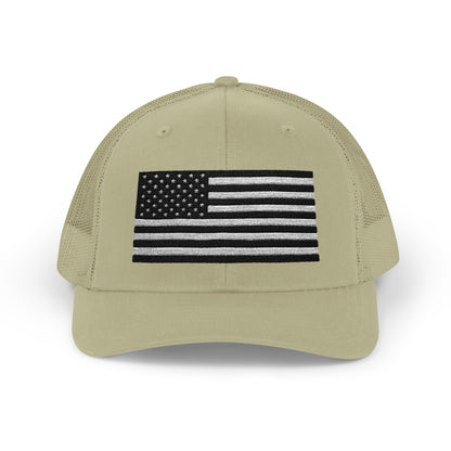 Patriotic Snapback Trucker Cap - American Flag Design