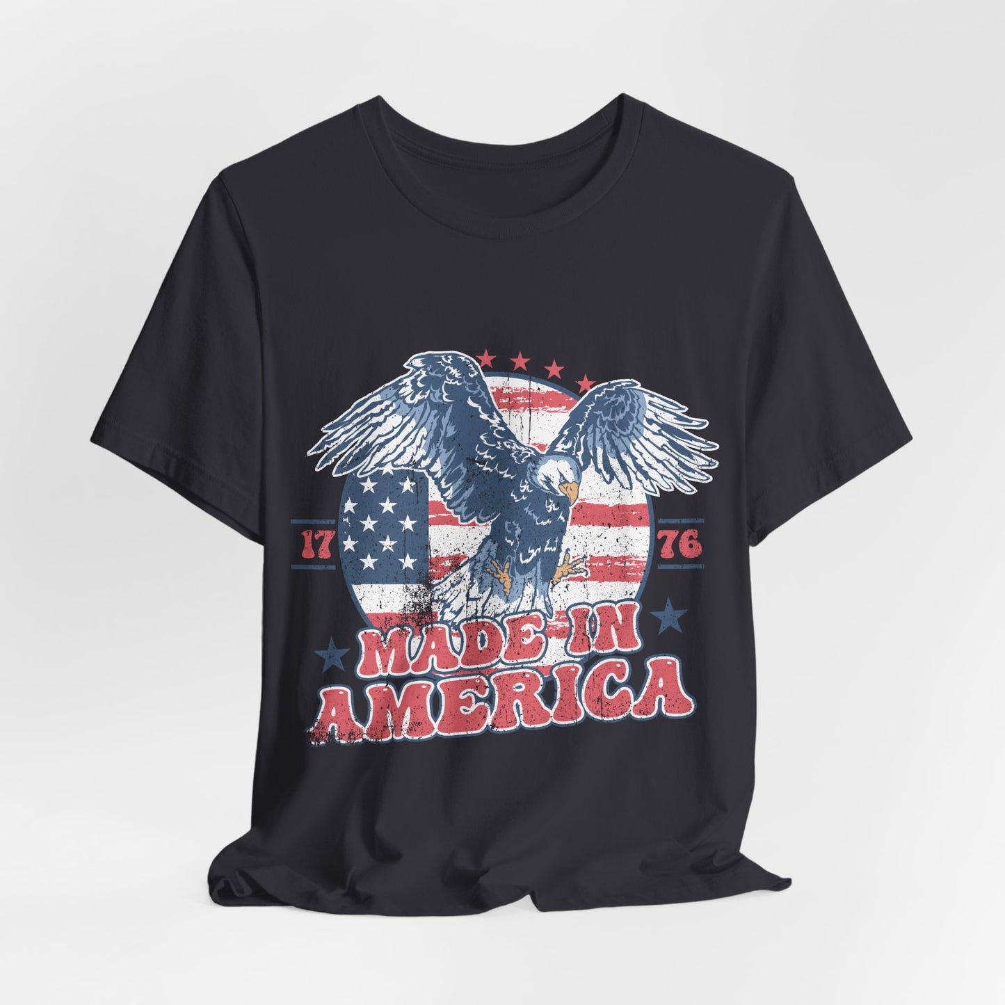 Vintage American Eagle Tee, "Made In America" Patriotic Shirt, Eagle and Flag Design, USA Tee - Old Glory 1776 Apparel
