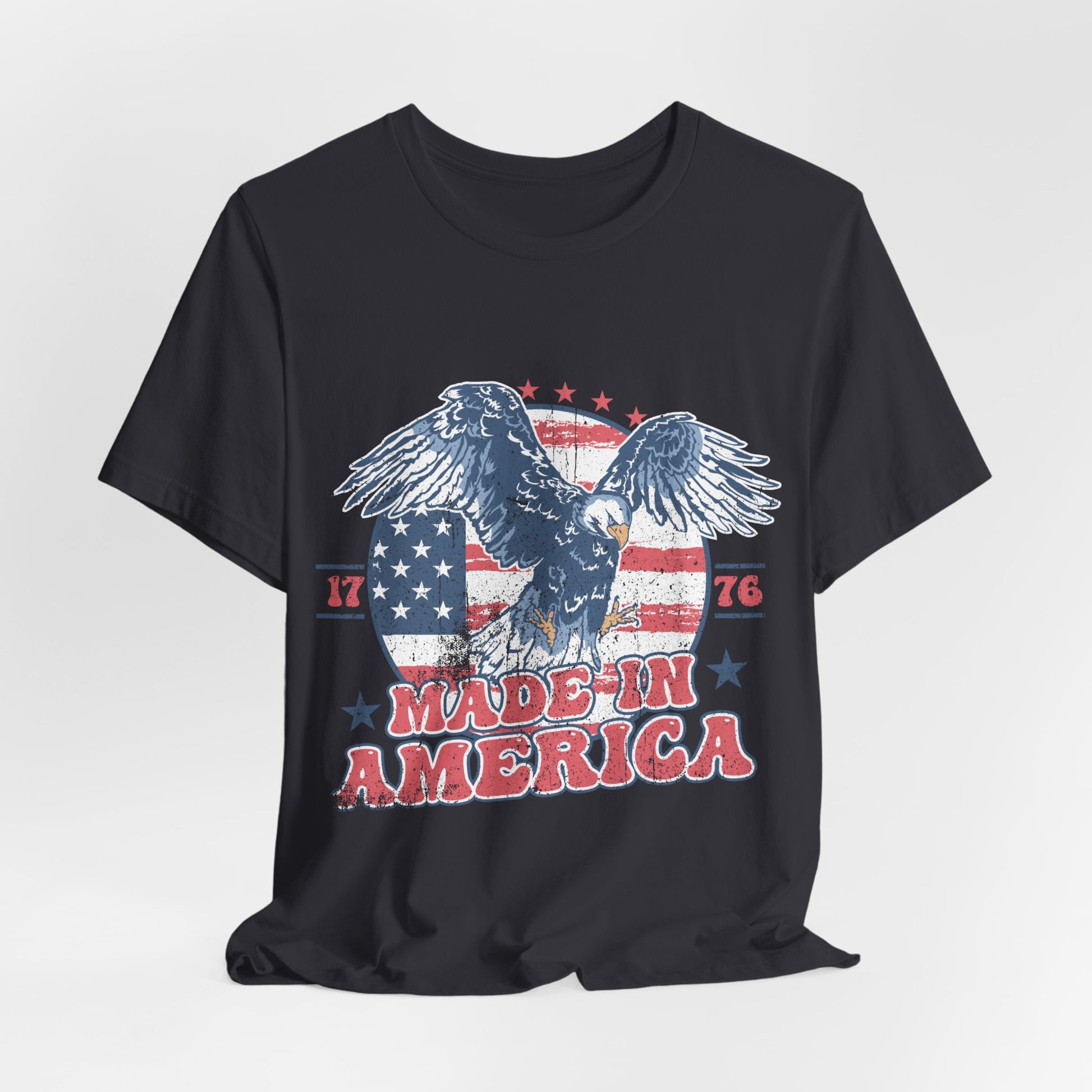 Vintage American Eagle Tee, "Made In America" Patriotic Shirt, Eagle and Flag Design, USA Tee - Old Glory 1776 Apparel